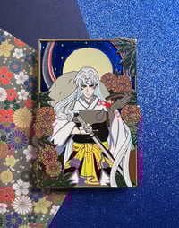 Image 2 of Dog Demon Lord Flower Panel Enamel Pin