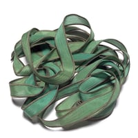 Image 3 of 1PC. GRASSHOPPERS 42" hand dyed wrist wrap bracelet silk ribbon/by COLOR KISSED SILK