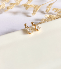 Image 2 of Tiny Teardrop Crystal Earrings
