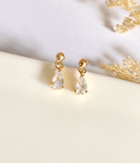 Image 1 of Tiny Teardrop Crystal Earrings