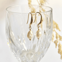 Image 2 of Gold Layered Pearl Earrings