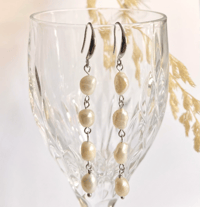 Image 5 of Silver Layered Pearl Earrings