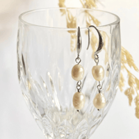Image 3 of Silver Layered Pearl Earrings