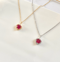 Image 1 of Red Crystal Heart Necklace