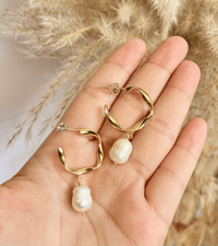Image 4 of "Stunning" Pearl Hoop Earrings