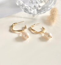 Image 2 of "Stunning" Pearl Hoop Earrings