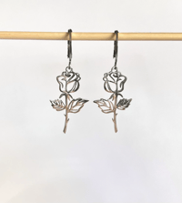 Image 3 of Rose Huggie Earrings