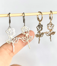Image 1 of Rose Huggie Earrings
