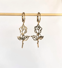 Image 4 of Rose Huggie Earrings