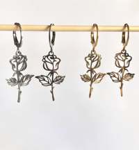 Image 2 of Rose Huggie Earrings