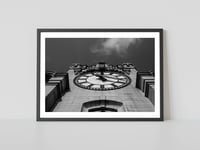 Skyward Gaze: Liverpool's Liver Bird Clock from Below