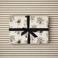 katie leamon - Ivory Stripe & Plants Wrapping Paper {3 folded sheets}