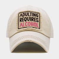 Image 2 of Adulting Requires Alcohol Denim Patch Hat, Quirky Drink Gift for Mom
