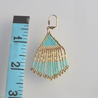 Image 4 of Shimmering Gold and Seafoam Dangle Earrings