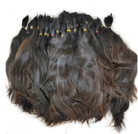 Image 1 of 100g  Raw Indian Bulk Braiding Weft or 300g machine weft Wavy bundles , single donor bleach hair 