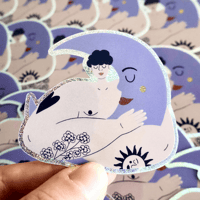 Image 1 of Sticker holographique pailleté - Lune