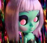 Image 3 of Kawaii Eyes Pink / Neon Glitter Resin Blythe Eye Chips