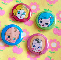 Image 2 of Vintage Doll Collection 1" Pins 4 Pack