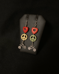 Image 2 of Love Peace Bikes Earrings