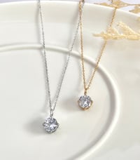 Image 1 of Round Crystal Solitaire Necklace