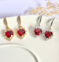Image 1 of "Sweetheart" Etched Red Crystal Earrings