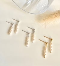 Image 2 of Triple Stacked Pearl Earrings