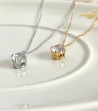 Image 2 of Round Crystal Solitaire Necklace