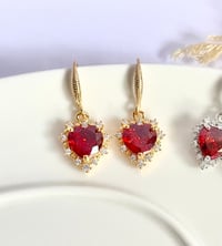 Image 3 of "Sweetheart" Etched Red Crystal Earrings