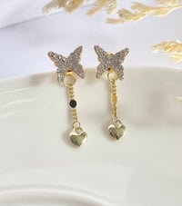 Image 3 of Hanging Butterfly Chain Earrings