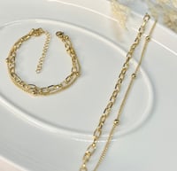 Image 3 of Layered Bead & Chain Bracelet