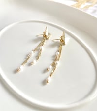 Image 3 of Hanging Butterfly Chain & Pearl Earrings