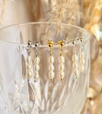 Image 4 of Triple Stacked Pearl Earrings