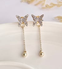 Image 4 of Hanging Butterfly Chain Earrings