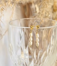 Image 5 of Triple Stacked Pearl Earrings