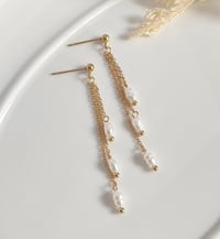 Image 1 of "Cascade" Layered Chain Pearl Earrings