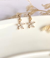 Image 1 of Tiny Star Flower stud Earrings