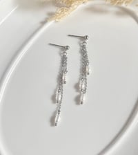 Image 2 of "Cascade" Layered Chain Pearl Earrings
