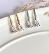 Image 1 of Etched Teardrop Crystal Earrings