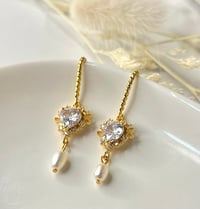 Image 2 of "Princess" Heart & Pearl Earrings