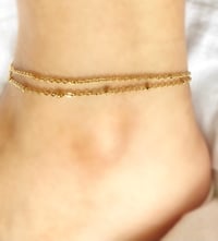 Image 1 of Layered Tiny Bead & Chain Anklet
