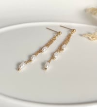 Image 3 of "Cascade" Layered Chain Pearl Earrings