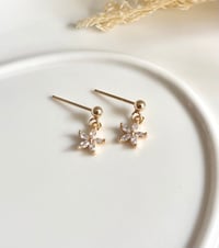Image 2 of Tiny Star Flower stud Earrings