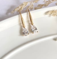 Image 2 of Etched Teardrop Crystal Earrings