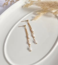 Image 4 of "Cascade" Layered Chain Pearl Earrings