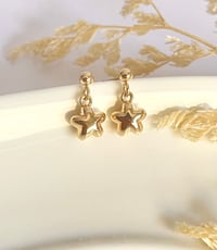 Image 3 of Puffy Round Star Earrings