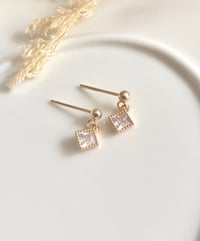 Image 3 of Tiny Diamond Crystal Earrings