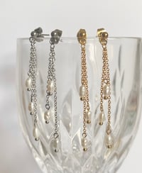 Image 5 of "Cascade" Layered Chain Pearl Earrings