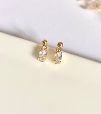Image 1 of Tiny Oval Crystal Earrings