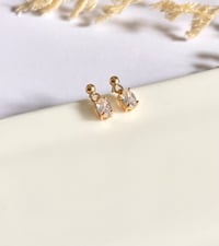 Image 2 of Tiny Oval Crystal Earrings