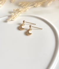 Image 4 of Tiny Crystal Moon Earrings